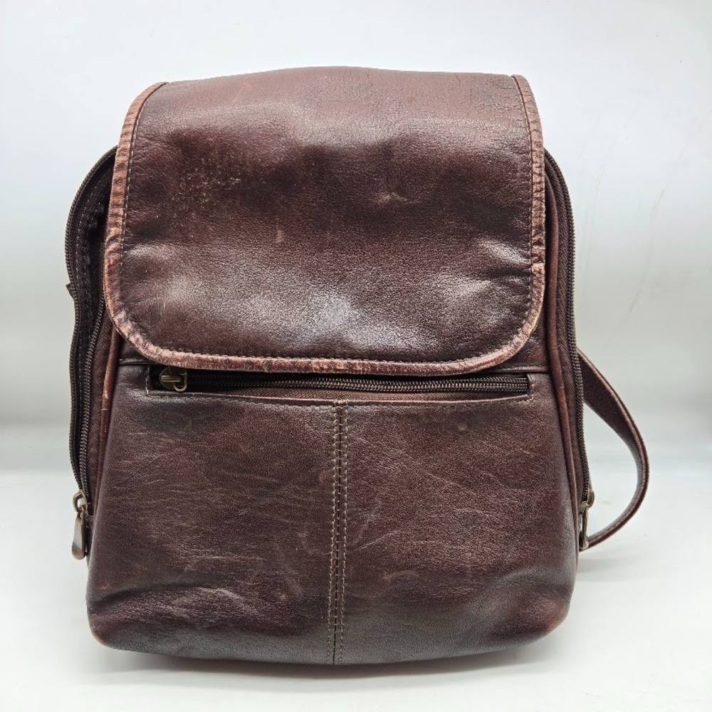 Le Donne Leather Brown Backpack Collection Purse Bag Travel Office Pockets Y2K